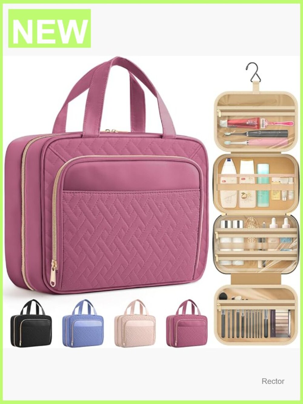 Waterproof Hanging Toiletry Bag with Hook, Travel Cosmetic Organizer